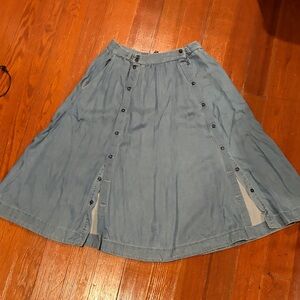 FRNCH Light Blue Button-Trim Circle Skirt